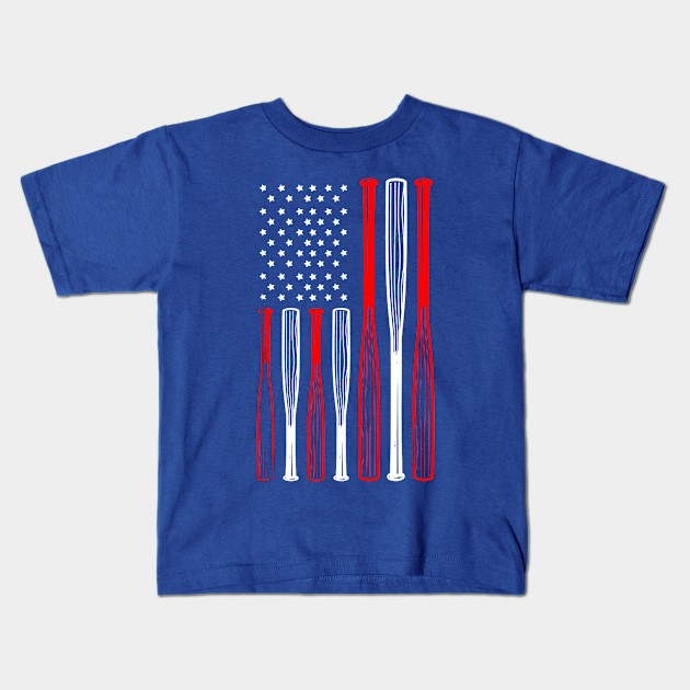 4th July Baseball Distressed USA Flag Patriotic Kids T-Shirt by Vigo